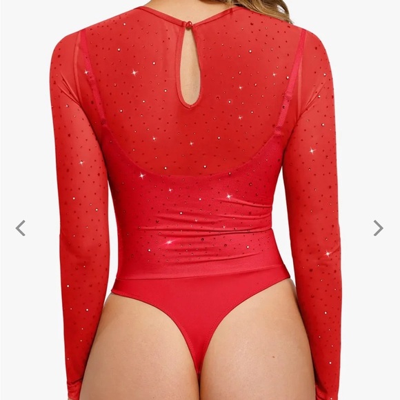 Shapewear Heat-Set Crystal Mesh Long-Sleeve Slimming Bodysuit NWT - Picture 4 of 8